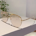 Fashionable aviator sunglasses with gold metal semi-frame and studded champagne lenses - Gold Frame Champagne Lens