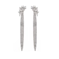 Elegantes pendientes de borla plateados bañados en oro de 18 quilates con circonitas - Oro Blanco