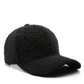 Solid black plush fleece baseball cap for outdoor winter warmth and sun protection - Black