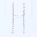 Elegante silberne Quastenohrringe mit langen quadratischen Diamanten und S925 Silberstift - Silber