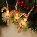 LED Christmas string lights featuring candy cane shapes with Santa Claus and warm lighting - Candy Cane / 3m 20-LED Battery+USB Remote
