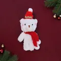Portachiavi orsetto natalizio in peluche bianco con cappello LOVE e sciarpa - Stile catena a sfere (16 cm) / Orso bianco con sciarpa rossa e cappello Love