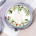 Silver compact mirror with floral wreath and Dear Mom inspirational message - Dear Mom Message