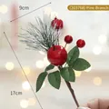 Artificial Christmas cedar branch with red berries and snow effect, 17cm height - (203768) Pine Branch