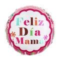Round Mother's Day foil balloon with Feliz Día Mamá text and floral patterns - 18 Inch White Colorful Floral Round Happy Mother's Day (YX224)
