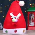 Luminous reindeer plush Christmas hat with colorful snowflake sequins and velvet texture - Light Up Patch Hat - Reindeer Style - With LED