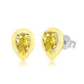 S925 sterling silver drop earrings with faceted yellow zircon and matte yellow border - Bright Yellow Water Drop Style (DY1D0214-S-W-YE)