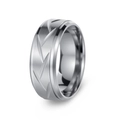 Men's 8mm silver stainless steel ring featuring brushed finish and arrow leaf patterns - US 6 / Silver