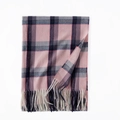 Pink and navy blue plaid cashmere scarf with classic fringe detail and soft texture - 70*180cm / Light Pink
