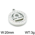 Silver stainless steel Libra zodiac pendant with clear rhinestones 20mm diameter - Libra(KLJ3541-Z)