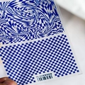 5D embossed Klein blue checkerboard nail stickers with thin matte texture, style TS-745 - Klein Blue Checkerboard (TS-745)