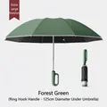 Large forest green reverse umbrella with ring-buckle handle and 125cm diameter - 27 Inch / 125cm Diameter / Forest Green