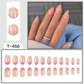 Faux ongles French manucure dégradé rose avec motifs de fleurs blanches, lot de 24 - Dégradé Rose Français Fleur Blanche (Y-466)