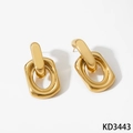Polierte goldene geometrische Ohrringe mit quadratischem Anhänger im Minimal-Stil - Gold (KD3443)