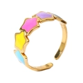 Chic 18k gold plated adjustable open ring featuring colorful enamel star charms - Adjustable Open / Four-Color Dopamine Stars