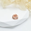 Rose gold twisted spacer bead with white cubic zirconia inlay for DIY jewelry making - Rose Gold