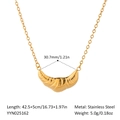 Collier pendentif croissant doré en acier inoxydable avec spécifications de taille - Style Croissant Texturé(YYN025162) / Largeur du Pendentif 30.7mm