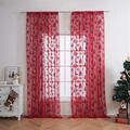 Red Christmas lace curtain with Santa, reindeer and tree patterns for festive windows - 140x100CM / Red Sleigh Character