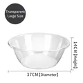 Large transparent plastic washbasin, 37cm diameter, thick minimalist design for laundry - Round Large Transparent