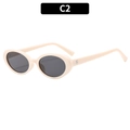 Gafas de sol ovaladas retro con montura crema y lentes de color gris oscuro - Marco Beige Lente Gris