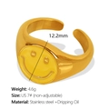 Gold-plated stainless steel ring featuring a yellow enamel smiley face charm in size US 7 - US Size 7 (Non-adjustable) / Gold Yellow Smile Face