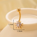 Golden sunburst belly button ring featuring white cubic zirconia in high-polish finish - Star Shape (3#) / 1.1cm x 1.16cm / Gold