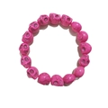 Pink synthetic turquoise skull bead bracelet with dark marble veining textures - Rose Red
