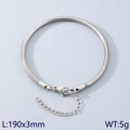 Bracelet chaîne serpent minimaliste en acier inoxydable argenté avec fermoir homard - Couleur Acier (190x3mm)