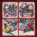 Christmas window stickers featuring winter birds and snowflakes on wood frames - Set of 4-BQ(562-564)+566