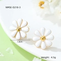 Daisy shaped stud earrings with white enamel petals and gold accents for women - White Pearl Drop Earrings