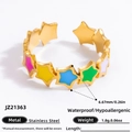 Bunter sternförmiger offener Ring aus goldenem Edelstahl mit Emaille-Finish - Sternstil (JZ21363)