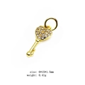 Golden heart-shaped key pendant with cubic zirconia, size 6x15x1.5mm and weight 0.41g - Mini Heart Key (17#)