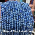 Close-up of natural blue aventurine round beads with unique mineral textures for jewelry DIY - Natural Blue Aventurine 4mm (Approx. 90pcs) Strand