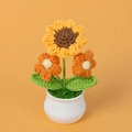 Handmade crochet sunflower and orange flowers in a white pot for home table decor - Yellow Orange (Orange Puff Flowers)