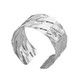 Silver wide open cuff bracelet with irregular hammered texture and liquid metal finish - Silver Textured Cuff B19