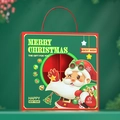 Scatola regalo di Natale verde con Babbo Natale, manici rossi e finestra decorativa - Babbo Natale Con Stella (Spedizione Piatta)