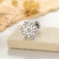 Sparkling silver snowflake piercing stud with clear stones and screw flat back - Snowflake (Single Piece)