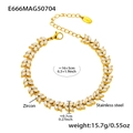 Gold leaf shaped stainless steel bracelet with marquise zircon and extension chain - 5A Zirconia Four-Leaf Flower Style / 16+5cm / Gold