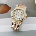 Men's rose gold quartz watch with octagonal case, large dial and multifunctional sub-dials - Style B Rose Gold Case Rose Gold Band White Face