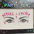 Pink and magenta rhinestone face jewels with teardrop and round pearl shapes - HF-150-Pink Teardrop Pearl Style