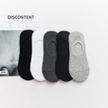 Cinq paires de chaussettes invisibles en coton pour hommes, noir et gris avec antiglisse - Taille unique / Bec rond / Mélange Multicolore