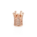 Macro detail of rose gold micro-pave crown bead with clear cubic zirconia stones - A001 / Rose Gold Metal/White Zirconia