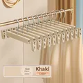 Adjustable khaki matte non-slip pants hanger with gold metal hook 29cm x 14cm - Khaki
