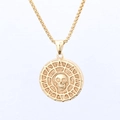 Colgante moneda calavera vikinga dorada con patrón de rayos en cadena de eslabones - Colgante de Moneda de Calavera (B0403) / Oro (Sin Cadena)