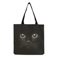 Bolso tote ecológico de algodón y lino con estampado de gato negro para compras diarias - Cara de Gato Negro Realista (hm1298)