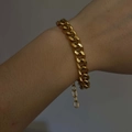 Bracciale minimalista a catena cubana in acciaio inossidabile placcato oro 18k al polso - 8mm Oro