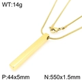 Collana a serpente in acciaio dorato con ciondolo a barra verticale e dimensioni - Oro Con Catena (KN293454-K)