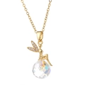Fairy necklace pendant with gold finish and iridescent AB coating crystal sphere - 9066 Gold Fairy Crystal Ball