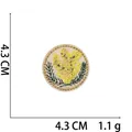 Round gold thread rose flower embroidery patch with yellow petals and 4.3cm diameter - 1# Beige Green Flower (Round)