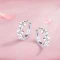 Elegant 925 sterling silver floral hoop earrings with sparkling zircon stones - White Gold Plated Copper / S925 Silver Needle / White Gold Flower Ear Buckle